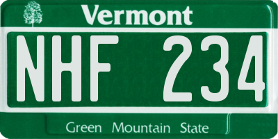 VT license plate NHF234