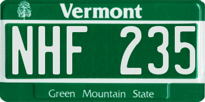 VT license plate NHF235