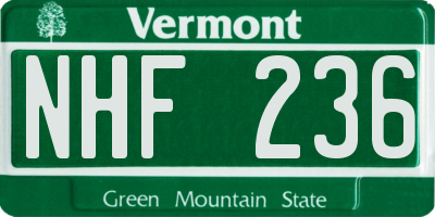 VT license plate NHF236