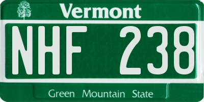 VT license plate NHF238