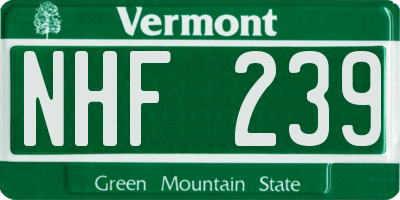 VT license plate NHF239