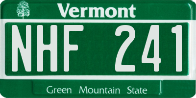 VT license plate NHF241