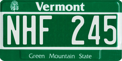 VT license plate NHF245