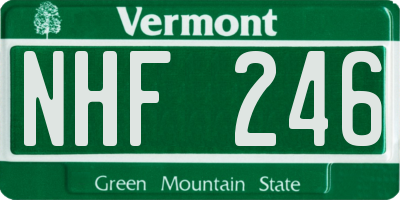 VT license plate NHF246