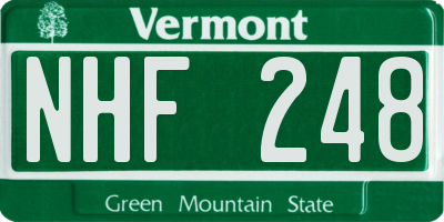 VT license plate NHF248