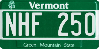 VT license plate NHF250