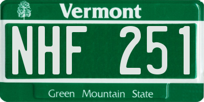 VT license plate NHF251