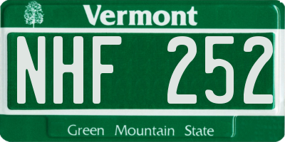 VT license plate NHF252