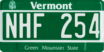 VT license plate NHF254