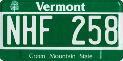 VT license plate NHF258