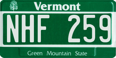 VT license plate NHF259