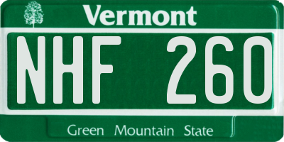 VT license plate NHF260