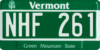 VT license plate NHF261