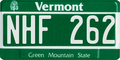 VT license plate NHF262