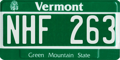 VT license plate NHF263