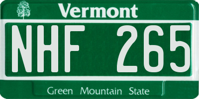 VT license plate NHF265