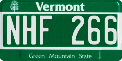 VT license plate NHF266
