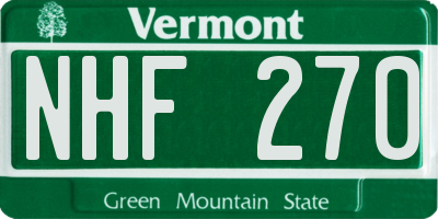 VT license plate NHF270