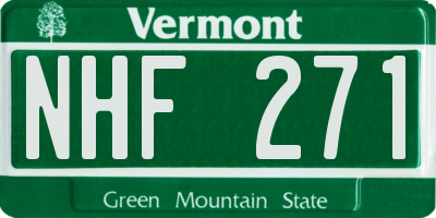 VT license plate NHF271