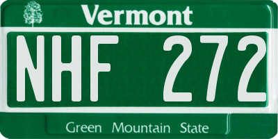 VT license plate NHF272