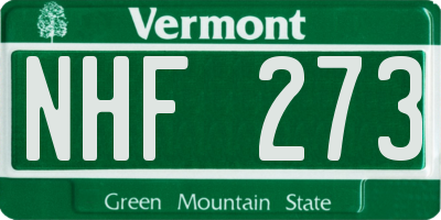 VT license plate NHF273