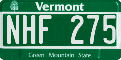 VT license plate NHF275