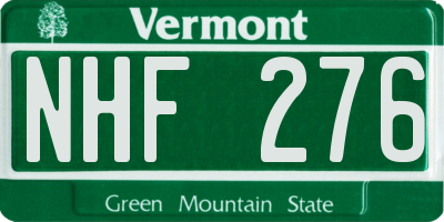 VT license plate NHF276