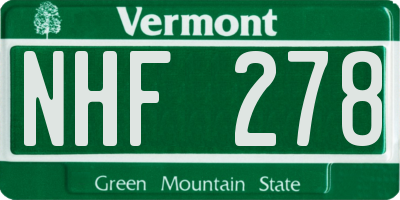 VT license plate NHF278