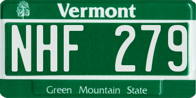 VT license plate NHF279