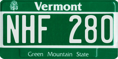 VT license plate NHF280