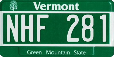VT license plate NHF281