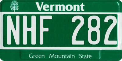 VT license plate NHF282