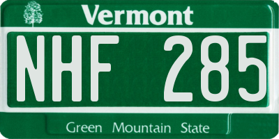VT license plate NHF285