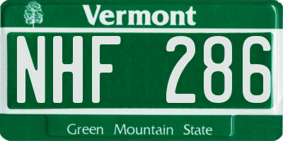VT license plate NHF286