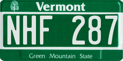VT license plate NHF287