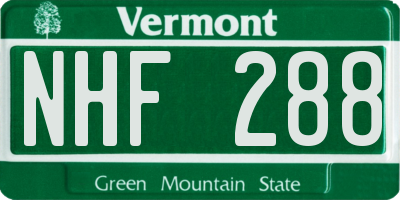 VT license plate NHF288
