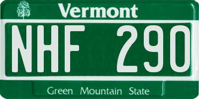 VT license plate NHF290