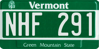 VT license plate NHF291
