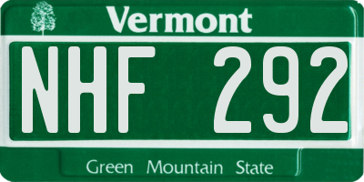 VT license plate NHF292