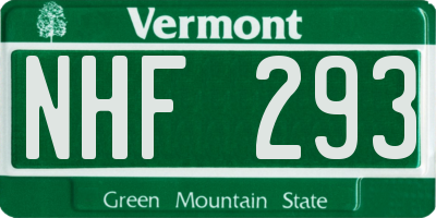 VT license plate NHF293