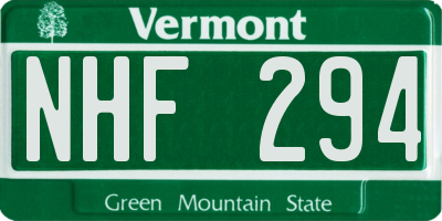 VT license plate NHF294