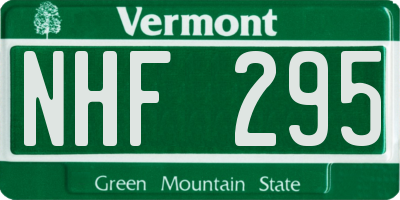 VT license plate NHF295