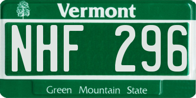 VT license plate NHF296
