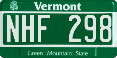 VT license plate NHF298