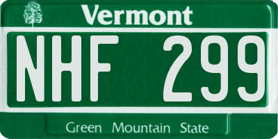 VT license plate NHF299