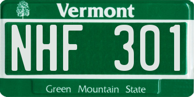 VT license plate NHF301