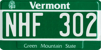 VT license plate NHF302