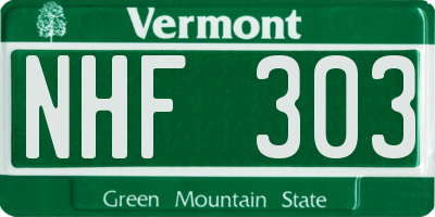 VT license plate NHF303