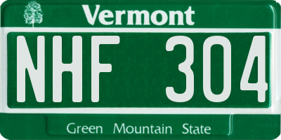 VT license plate NHF304