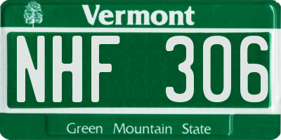 VT license plate NHF306